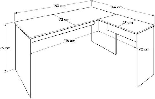 Ecke Professionelles Büro Rio Holz Weiß 160x144x75cm