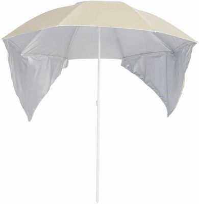 vidaXL Beach Umbrella with Side Shades Diameter 2.15m with UV Protection and Air Vent White Sand