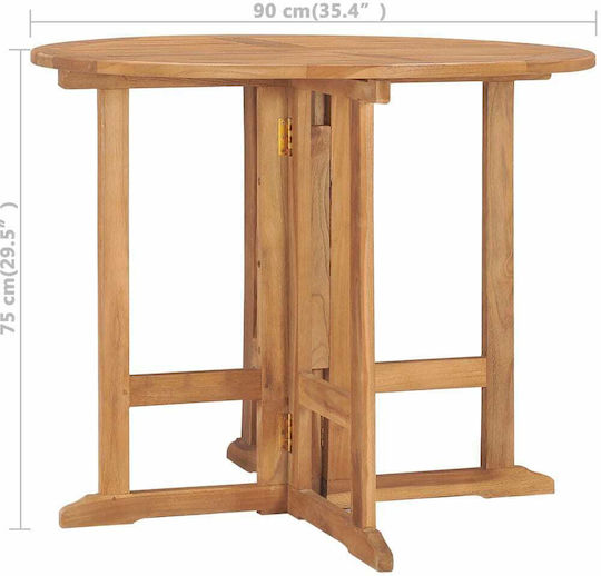 Garden Table for Small Outdoor Spaces from Teak Foldable Brown 90x90x75cm