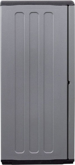 Dreitüriger Kleiderschrank Kunststoff mit Trennwand & 1 Regal Γκρι / Μαύρο 102x37x84cm