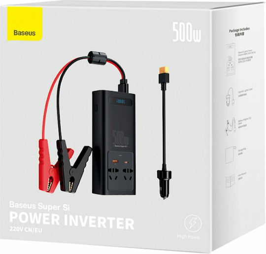 Baseus Invertor Auto 500W pentru Convertirea 12V DC în 220V AC cu 2xUSB CGNB000101
