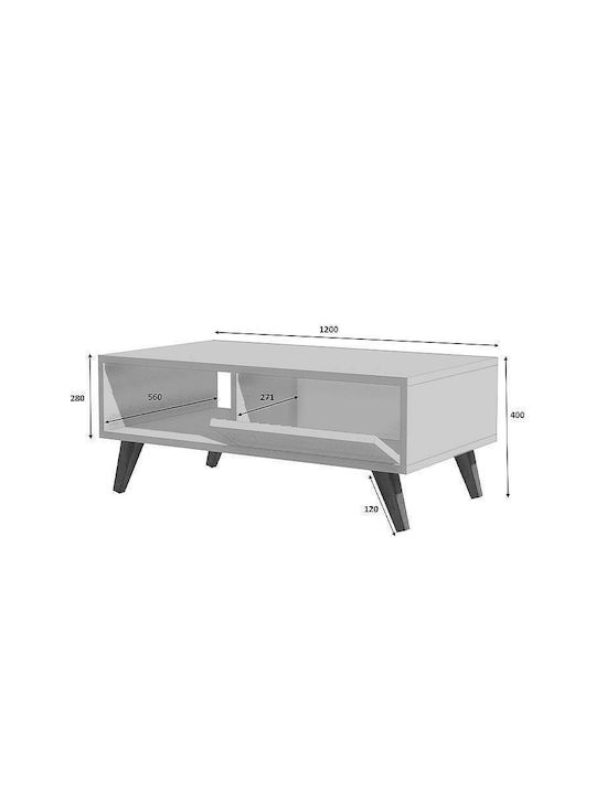 Ορθογώνιο Κεντρικό Τραπεζάκι Aster Ξύλινο Λευκό Μ120xΠ56xΥ40εκ.