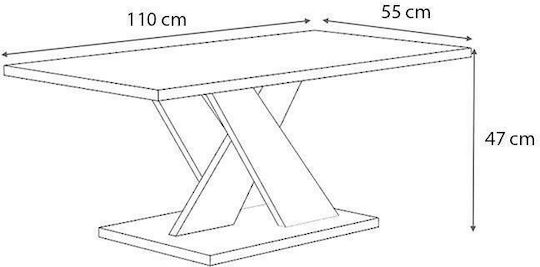 Rectangular Central Coffee Table Marcello Wooden Anthracite L110xW55xH48cm