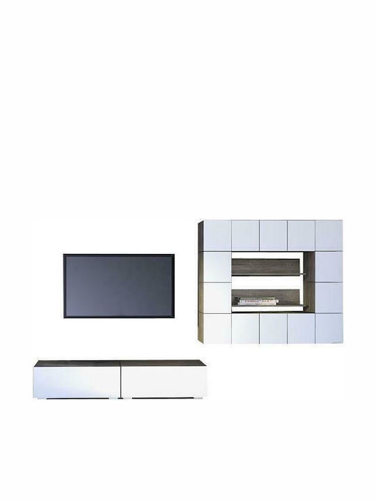 Smart No 7D Living Room TV Unit White L377xW45xH180cm
