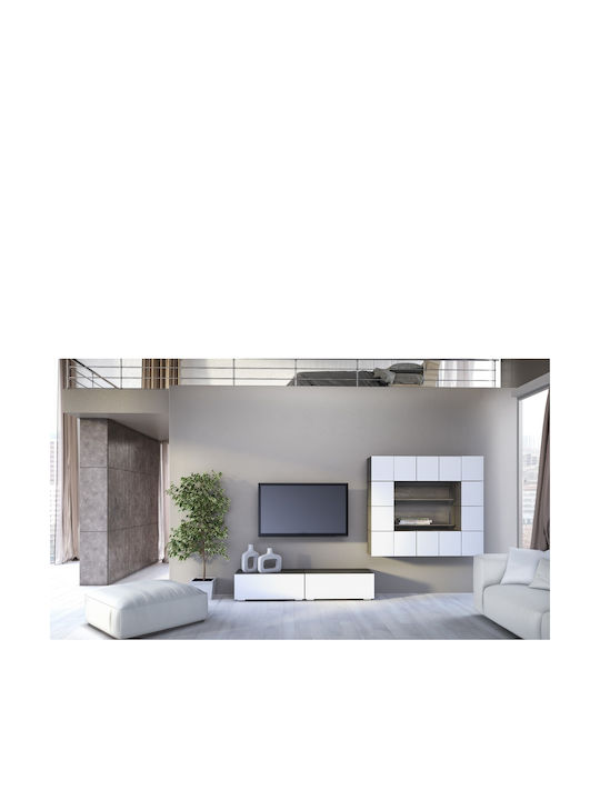Smart No 7D Living Room TV Unit White L377xW45xH180cm