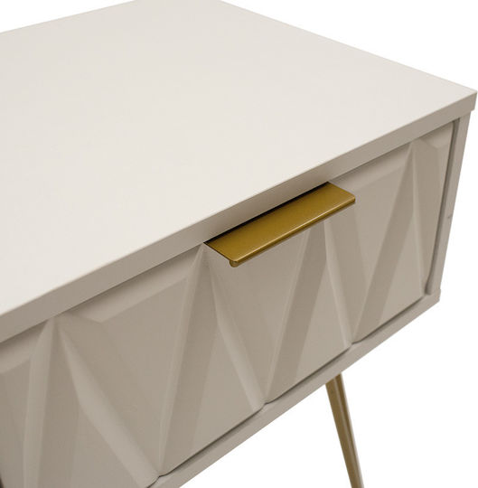 Bedside Table Isla Wooden White Painting - Gold 42x35x55cm