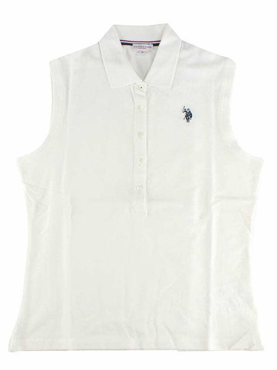 Mae Women's Polo Blouse Sleeveless White
