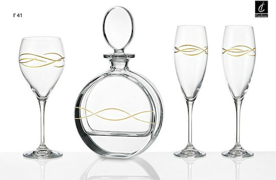 Capolavoro Set Carafă de Nuntă cu Pahare de Vin & Șampanie din Cristal 4buc