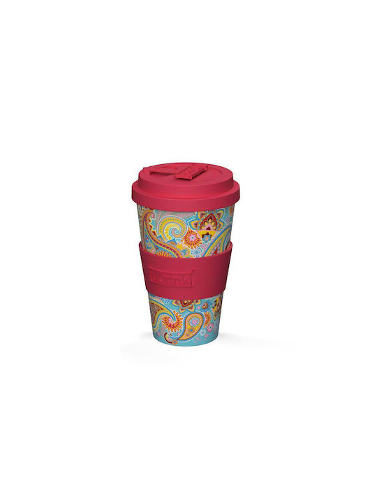 iDrink Paisley Cană Plastic cu Capac Multicoloră 435ml 1buc