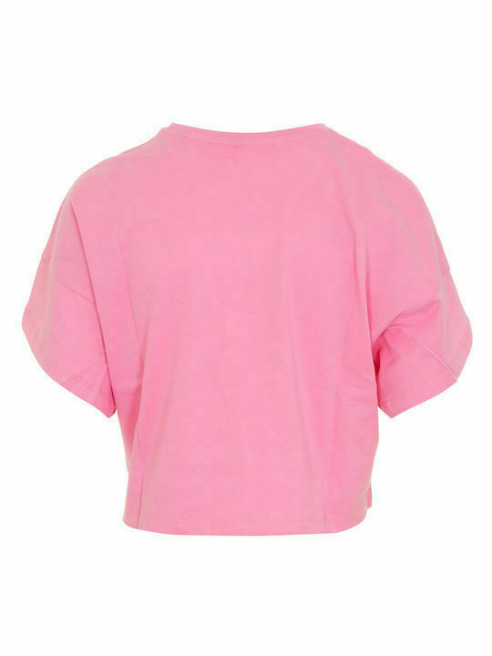 Only pentru Femei de Vară Crop Top din Bumbac cu Mâneci Scurte Monocrom Sachet Pink