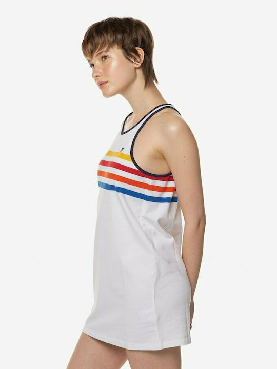 Superdry Vintage Stripe Sommer Mini Kleid Weiß