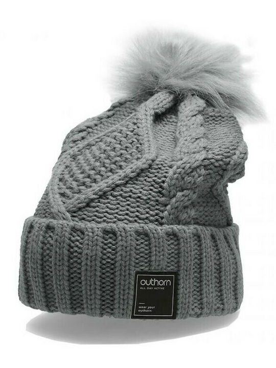 Outhorn Pom Pom Beanie Frauen Beanie mit Strickmuster in Gray Farbe