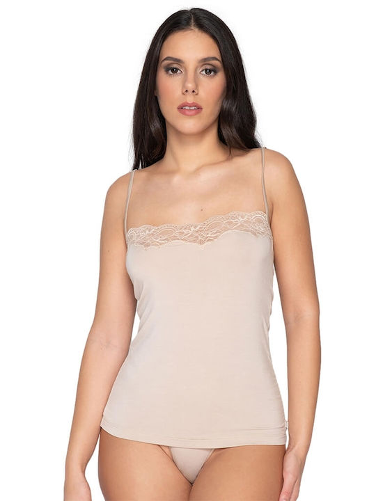 Luna Women's T-Shirt with Spaghetti Strap Beige