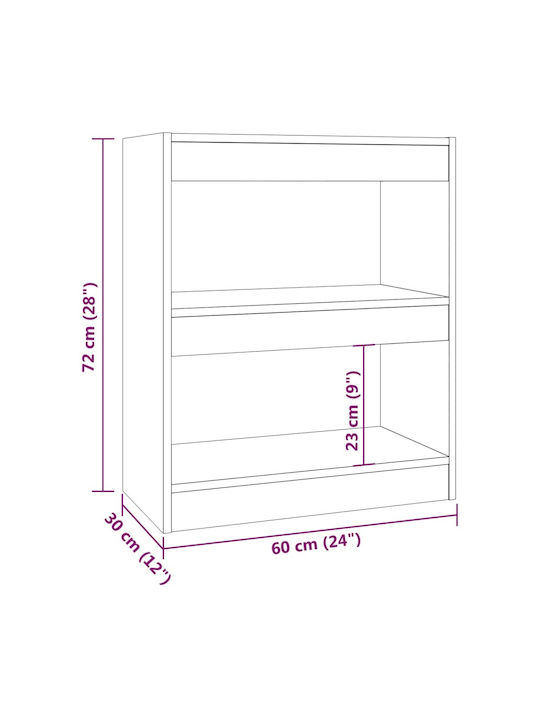 Bibliothek Rauchige Eiche 60x30x72cm