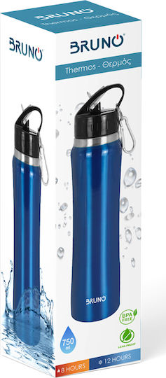 Bruno Bruno Thermosflasche Rostfreier Stahl 750ml Blau mit Stroh und Schlinge