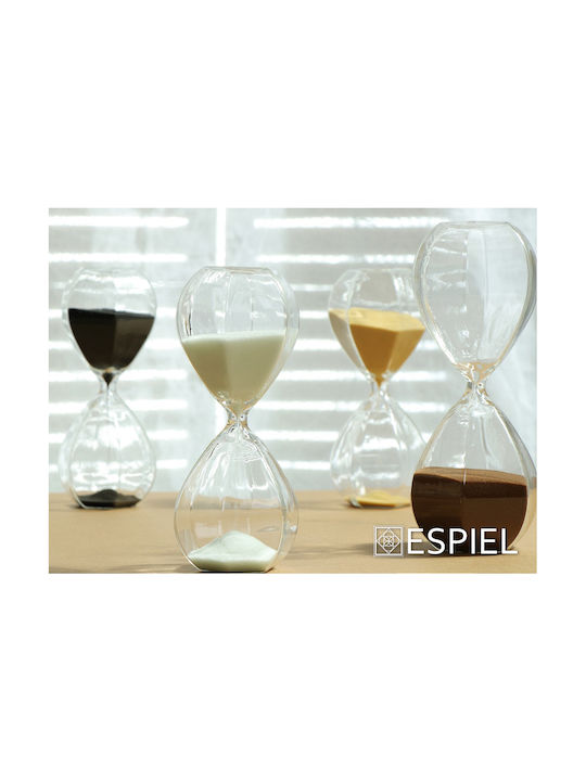 Espiel Dekorative Bürosanduhr aus Glas 8.5x8x20cm in Beige Farbe