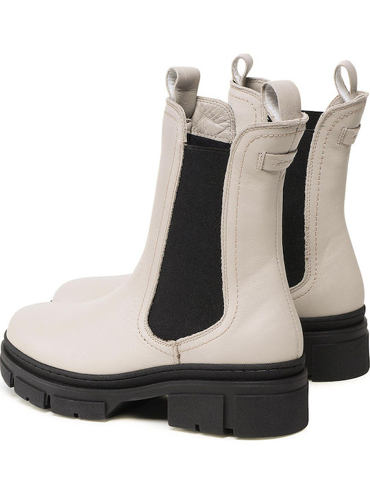 Leder Damen Chelsea Stiefeletten mit mittlerem Absatz Gray