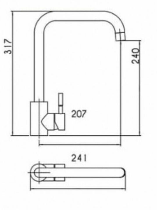 Tema Tall Kitchen Counter Faucet Inox Matt