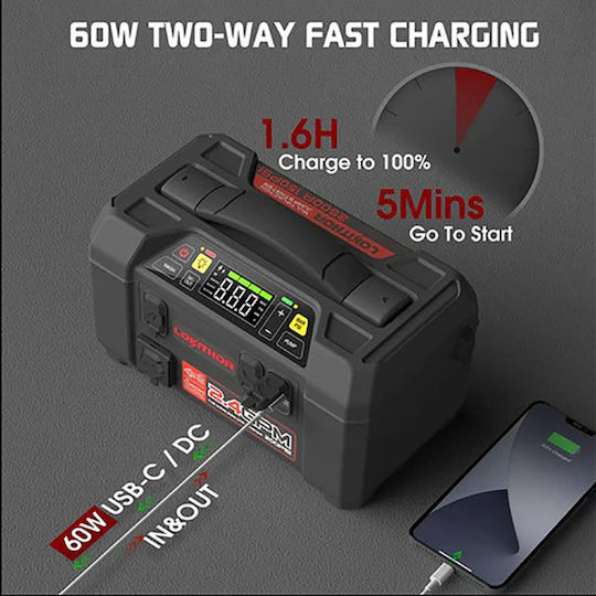 Lokithor AW401 Φορητός Εκκινητής Μπαταρίας Αυτοκινήτου 20000mAh με Power Bank / Φακό / USB 12V