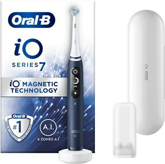 Oral-B IO Series 7 Electric Toothbrush with Timer, Pressure Sensor, and Travel Case Sapphire Blue