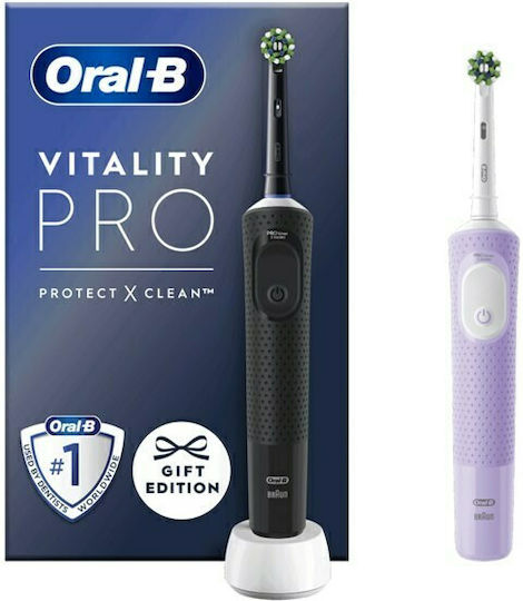 Oral-B Vitality Pro Protect X Clean Electric Toothbrush with Timer Black & LIlac