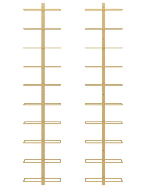 vidaXL Wandmontiert Flaschenhalter Metallisch für 10 Flaschen Gold 24x9x120εκ.