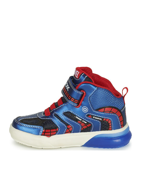 GRAYJAY Παιδικά Sneakers High Ανατομικά με Σκρατς & Φωτάκια Μπλε
