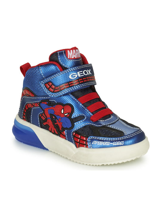 Geox Παιδικά Sneakers High Ανατομικά με Φωτάκια Μπλε