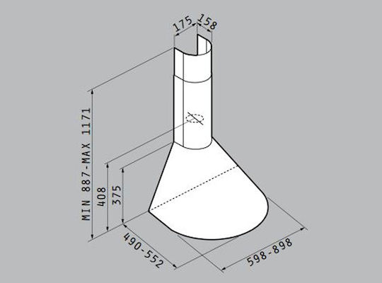 Pyramis Classic Απορροφητήρας Καμινάδα 90cm Inox
