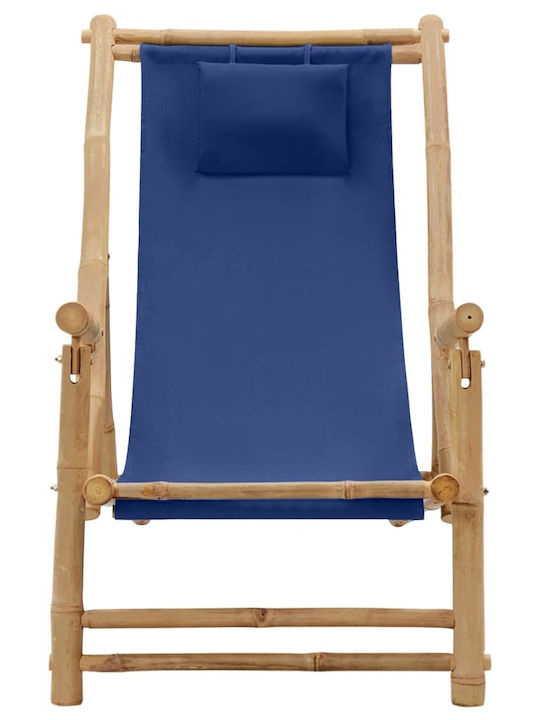 Deckchairs Bamboo with Armrest & Navy Blue Fabric 60x106x90cm