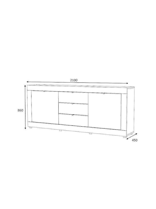 Bufet Ocean cu Sertare Alb 210x45x86cm