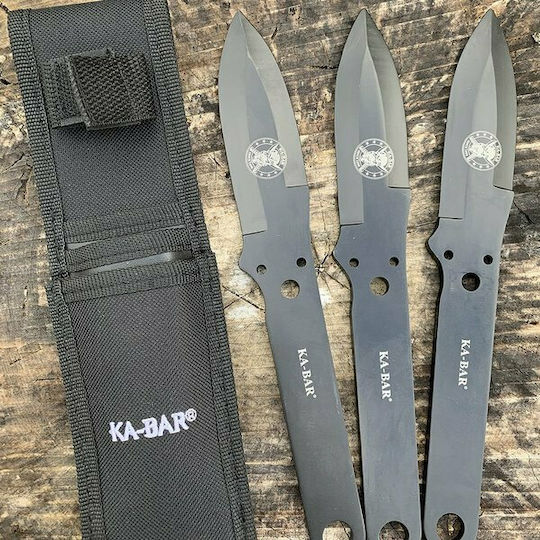 Ka-Bar Throwing Set Cuțit Negru cu Lamă din Inox cu Teacă