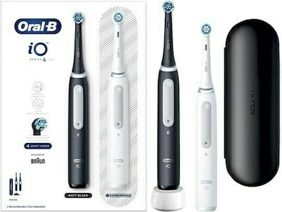 Oral-B iO Series 4 Duo Ηλεκτρική Οδοντόβουρτσα με Χρονομετρητή και Αισθητήρα Πίεσης Black / White