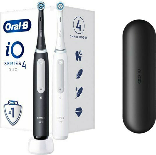 Oral-B iO Series 4 Electric Toothbrush with Timer, Pressure Sensor, and Travel Case Black / White