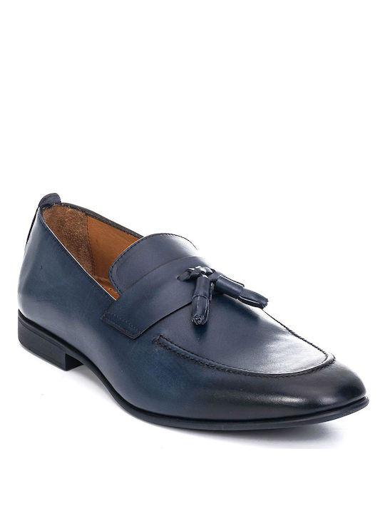 Philippe Lang 717 Men's Leather Loafers Navy Blue