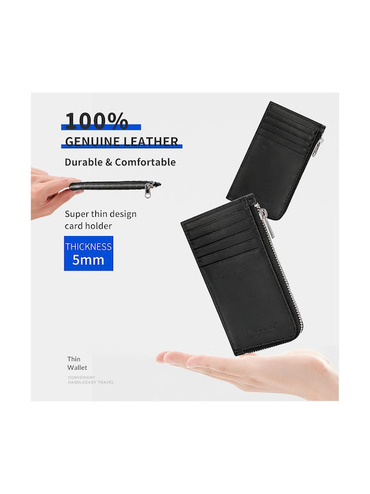 Leather wallet for cards and cash - Black