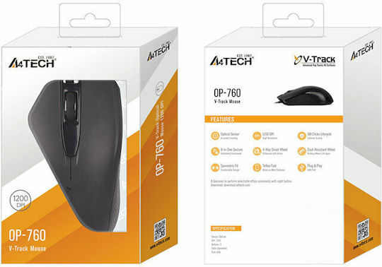 A4Tech OP-760 Cu fir Mouse Negru