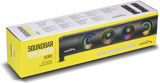 Audiocore AC955 2.0 Speakers with RGB 3W Black