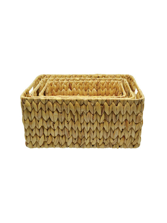 Ankor Καλάθι Αποθήκευσης Ψάθινο Καφέ 35x25x16cm 3τμχ