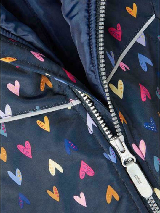 Wasserdicht Kinder Freizeitjacke Lang mit Kapuze Marineblau
