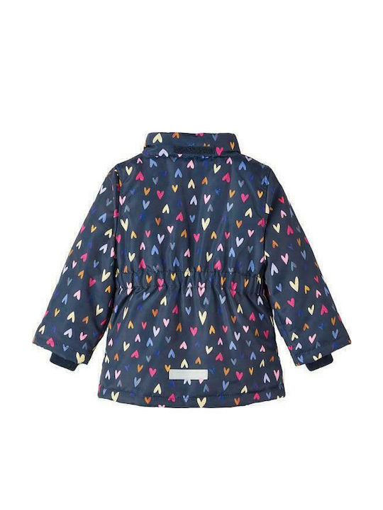 Wasserdicht Kinder Freizeitjacke Lang mit Kapuze Marineblau