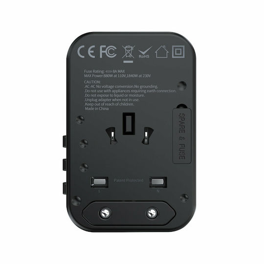 Choetech Φορτιστής Χωρίς Καλώδιο με Θύρα USB-A και 2 Θύρες USB-C 65W Power Delivery Μαύρος (PD5009)