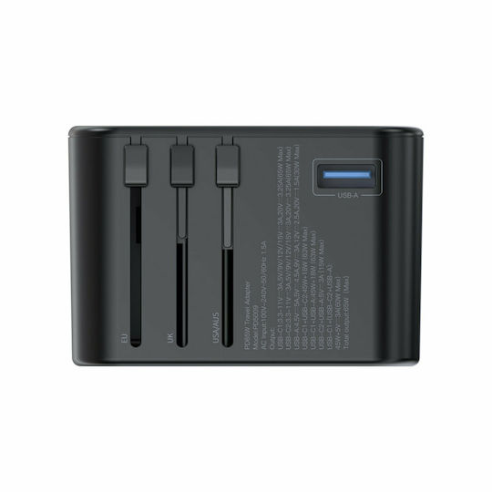 Choetech Φορτιστής Χωρίς Καλώδιο με Θύρα USB-A και 2 Θύρες USB-C 65W Power Delivery Μαύρος (PD5009)