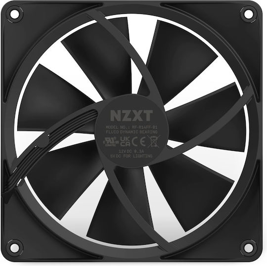 NZXT F140 Вентилатор За Кутия (1800 Оборота / 89.48 CFM) С RGB Осветление И Свързване 4-Изводна ШИМ 2 Бр