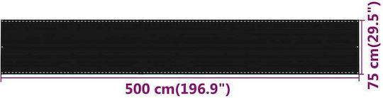 vidaXL Rectangular Shade Divider Black in Roll With Hoop 0.75x5m 160gr/m²