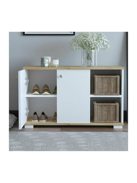 Deril Wooden Shoe Organizer with 2 Shelves White / Sonoma 90x33x52.5cm