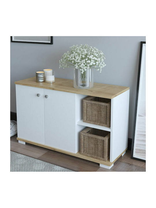 Deril Wooden Shoe Organizer with 2 Shelves White / Sonoma 90x33x52.5cm