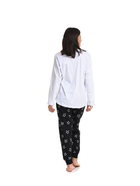 Vienetta Secret Winter Women's Pyjama Set Cotton Gray Melange