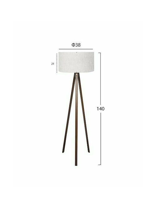 HomeMarkt Cruz Floor Lamp H140xW38cm. with Socket for Bulb E27 White
