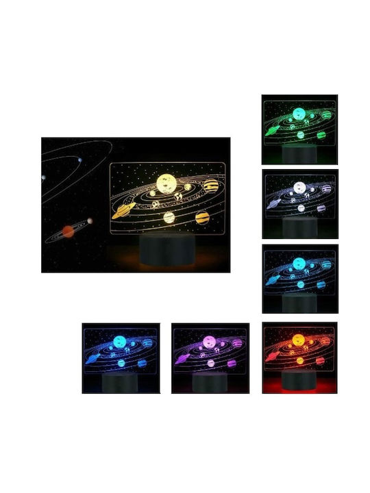 Solar System Decorative Lamp with RGB Lighting 3D Illusion LED Battery Transparent